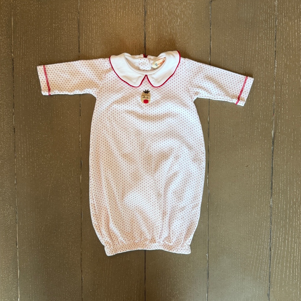 Baby Luigi Newborn Girls’ Long-Sleeve Holiday Applique Converter Gown • Size 0/S